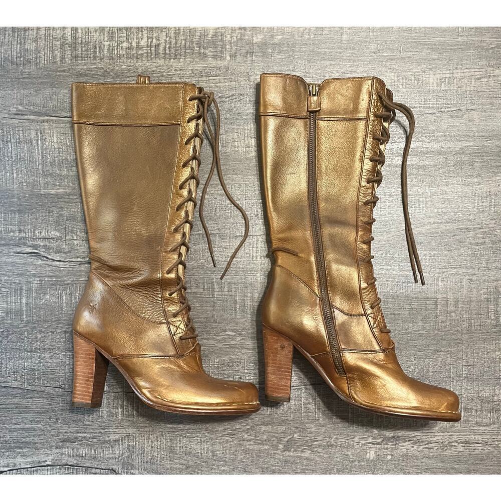 Frye Vintage Villagerlace Leather Lace Up Boots, size 5.5 M - Picture 7 of 8